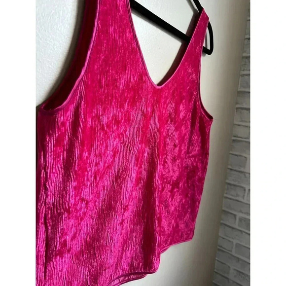 Oscar de la Renta Vintage 1990's Crushed Velvet Sleeveless Blouse Shirt Tank Top - Picture 2 of 12